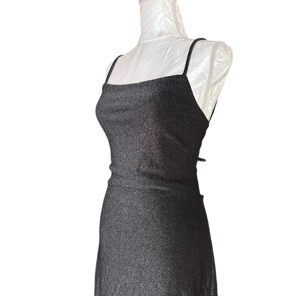 Vintage Sparkling Metallic Cutout Bodycon Dress Womens Sz XS Formal Lace Back - Picture 9 of 16